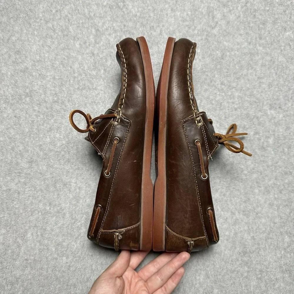 ALLEN EDMONDS MENS BOAT SHOES FORCE 10 BROWN LEATHER UPPER DECK SOLE Size 11